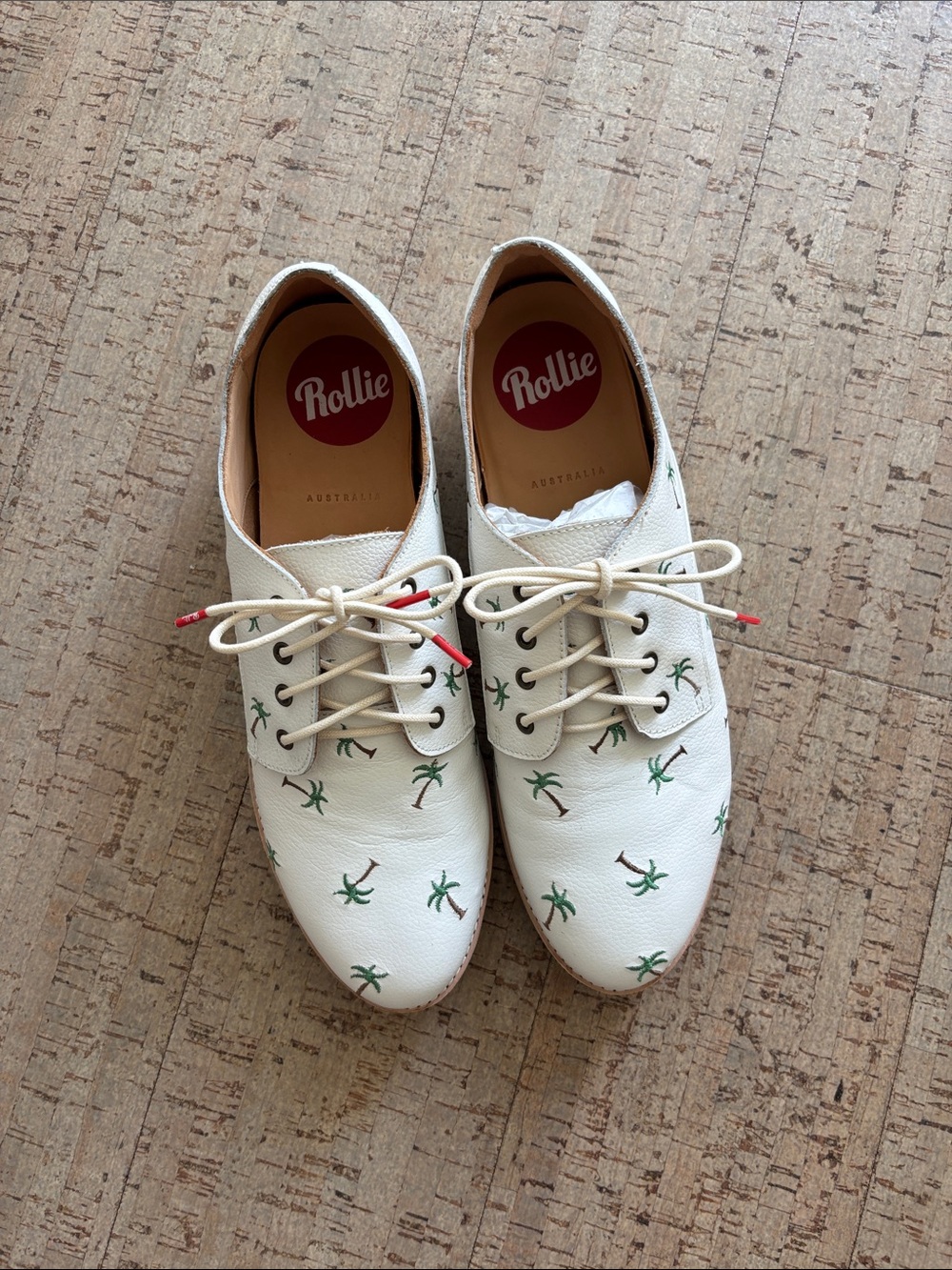 Rollie Women's White Palm-Print Lace-Up Shoes
